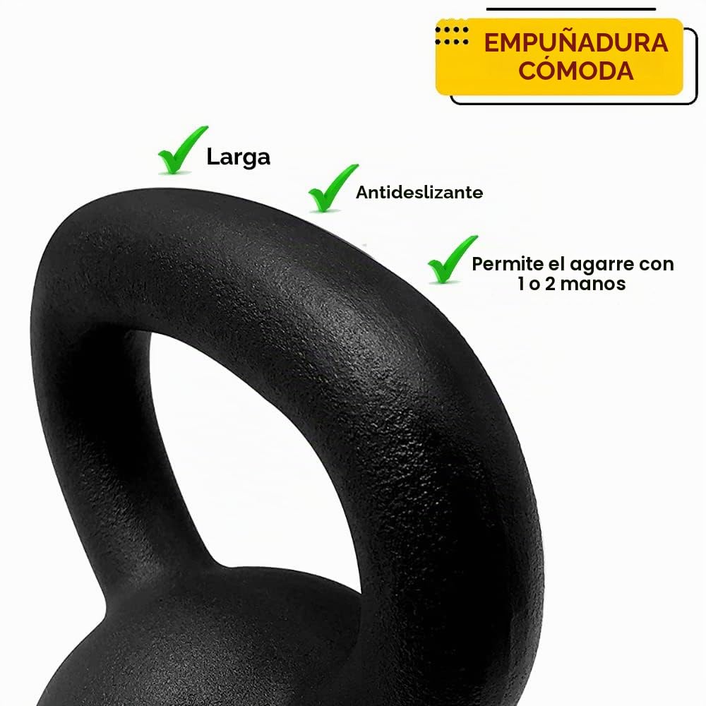 Pesa rusa de 16 kg de peso con mango ergonómico para deporte, fitness, gimnasio, entrenamiento de fuerza, crossfit