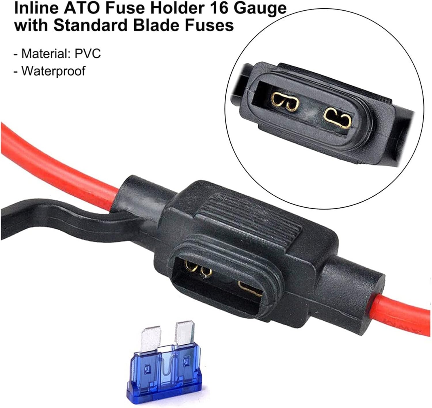 10sets 12 AWG Waterproof IP67 Standard Inline Fuse Holder Pigtail Blade Fuse for Car Truck ATV Boat Motorbike