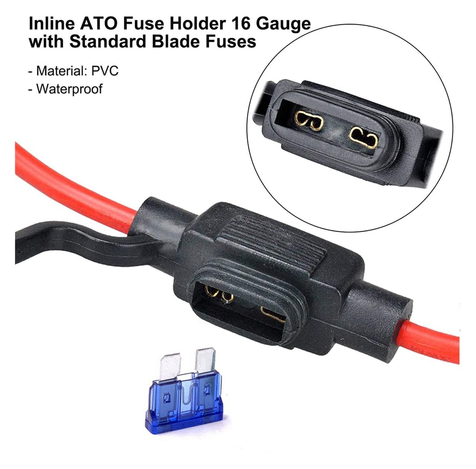 10 Sets 16 AWG wasserdicht IP67 Standard Inline Sicherungshalter Pigtail Flachsicherung for Auto LKW ATV Boot Motorrad