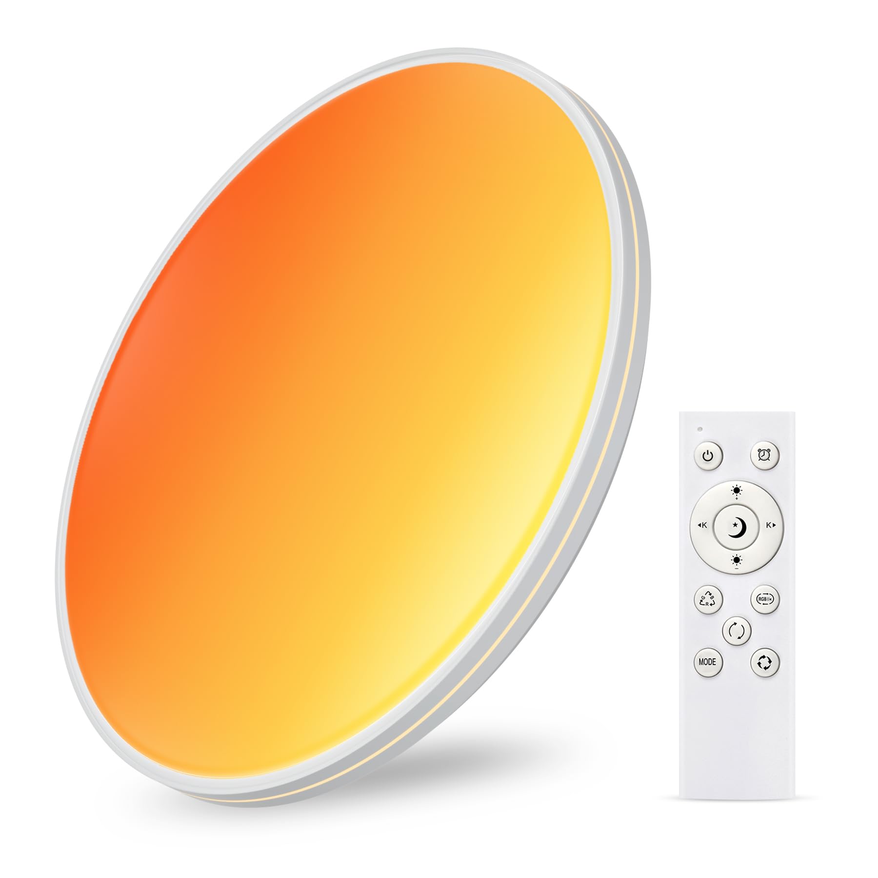 44W Deckenlampe LED Deckenleuchte Ø37cm - Smart RGBIC Deckenlampen Dimmbar mit Fernbedienung - Deckenlampe mit Tageslicht-Nachbildung für die perfekte Atmosphäre in Wohn- und Schlafzimmer
