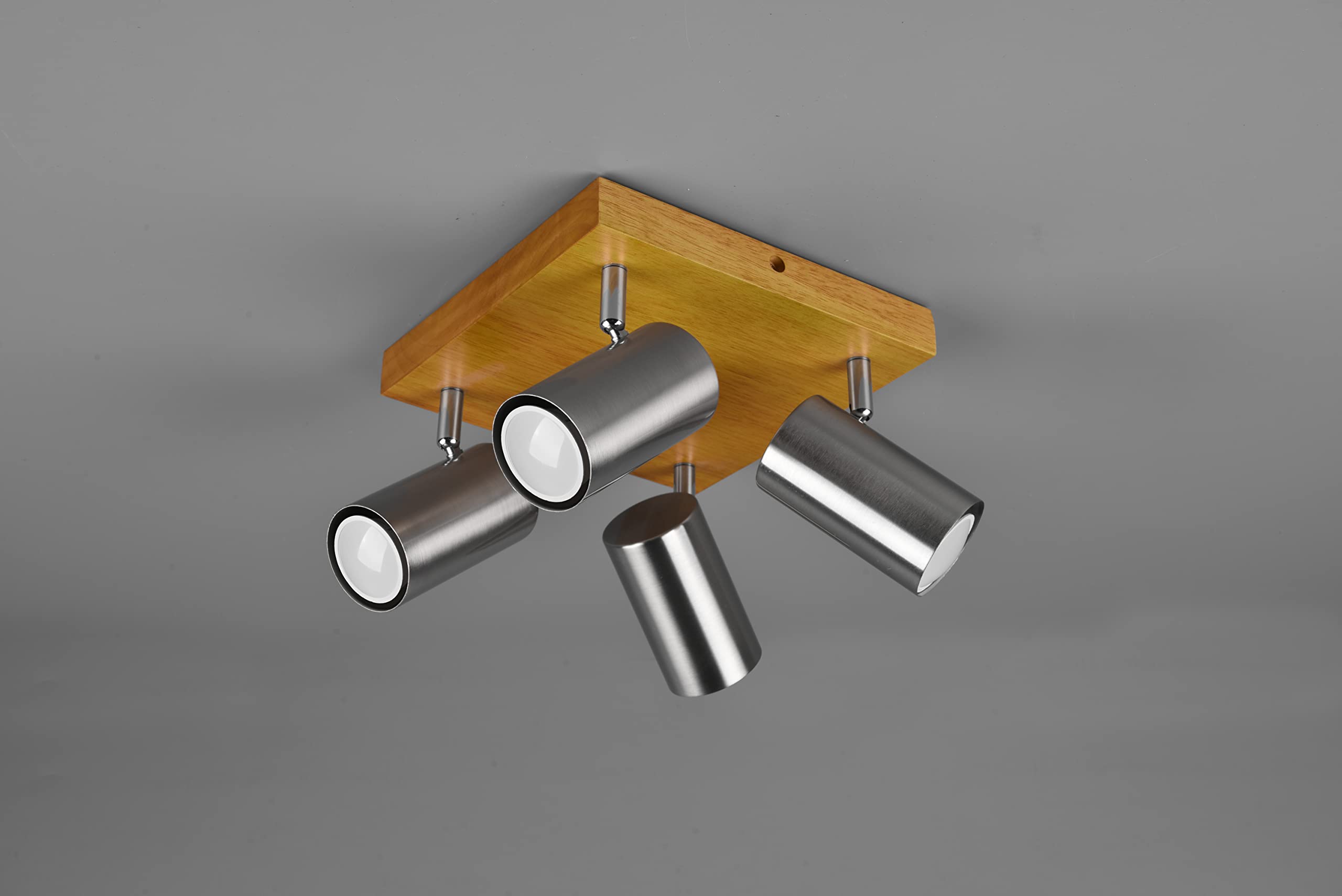 Trio Leuchten Marley 812400407 Ceiling Light Metal Nickel Matt Wood 4X GU10 Not Included, Matte Nickel, 22 cm x 22 cm x 16 cm - Image 3