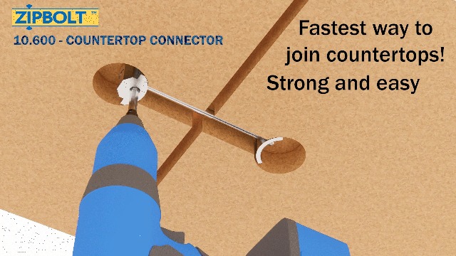 Image of Zipbolt Joint Connector for Countertops and Butcher Blocks, 5 Pack, 10.600 | Countertop miter and straight seam drawbolt connector, T30 Torx bit included, Single-handed tightening, Furniture assembly
