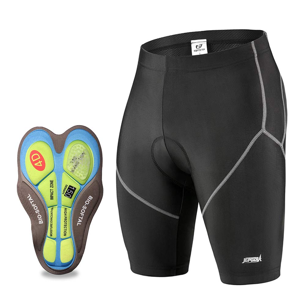 JEPOZRA Cycling Shorts Men's Summer Cycling Shorts MTB with Padding Cycling Shorts Padded Breathable Mountain Bike Short Road Bike Trousers Gel Seat Padding Cycling Shorts - Black - M