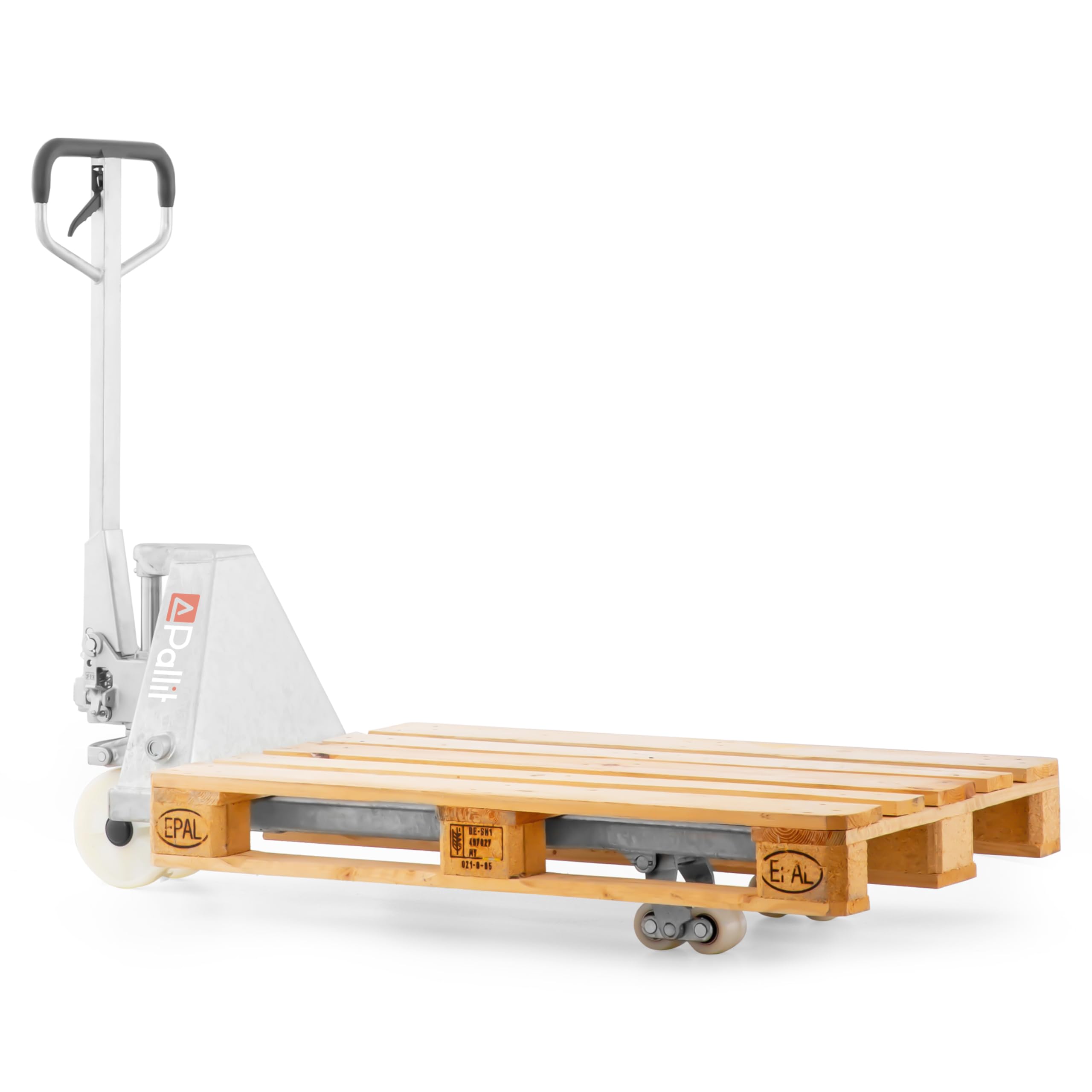 Pallit Transpallet manuale GALVAN | portata 2500 kg | lunghezza delle forche 1150 mm | ruote in nylon | Acciaio zincato