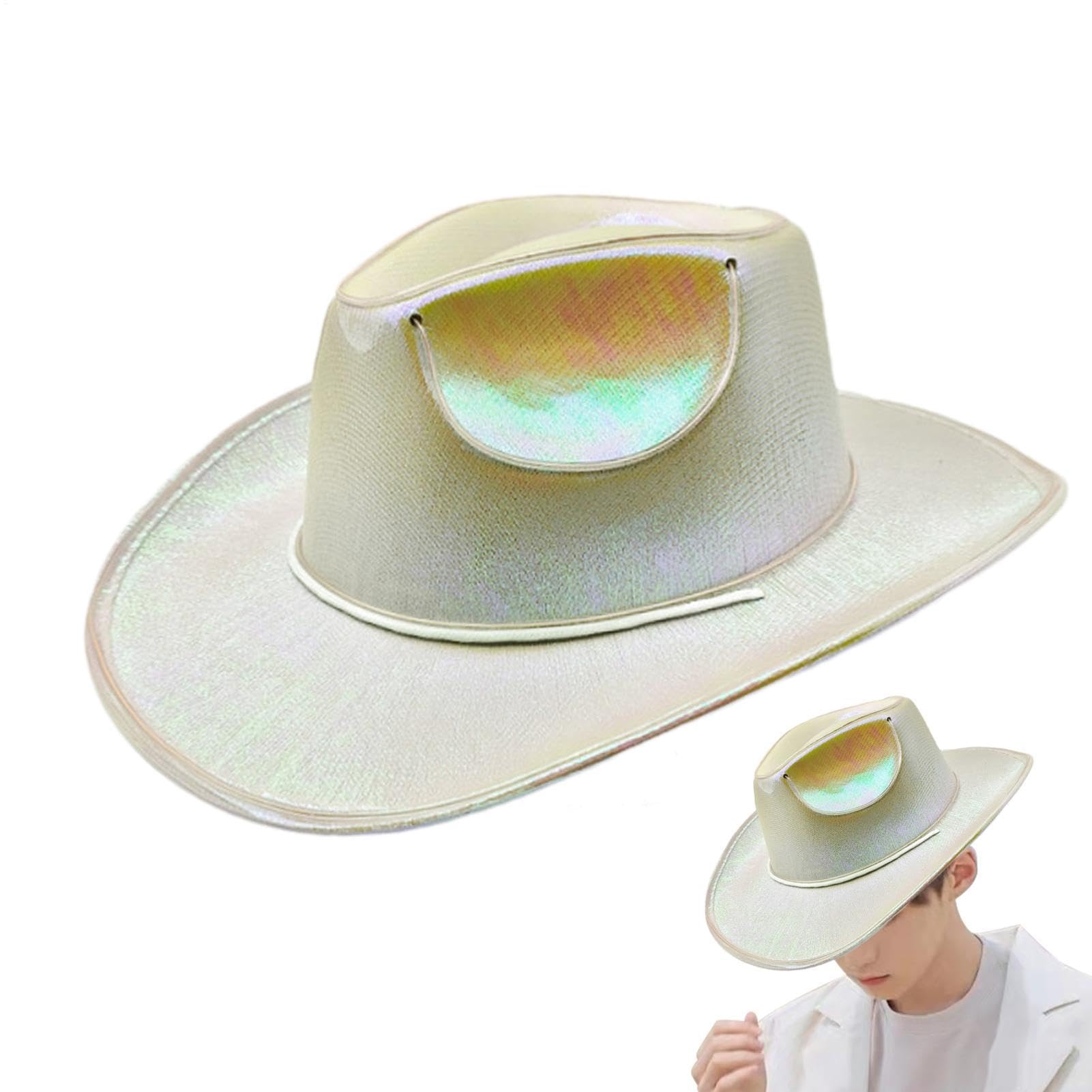 Hnsphui LED Light Up Cowboy Hat, Party Neon Rancher Hat, Disco Western Headwear, Ideal For Disco Birthday Halloween Parties Dress Up Cosplay Costume Accessories For Men Women
