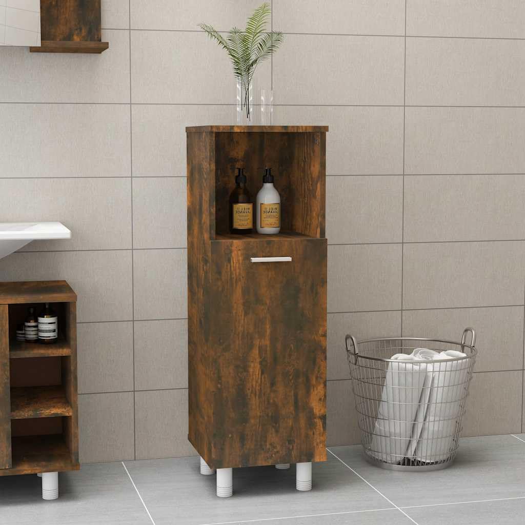 Armoire de salle de bain en chêne fumé 30 x 30 x 95 cm