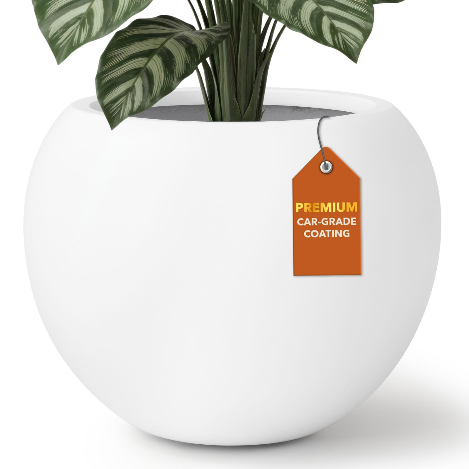 Premium Fiberstone Globo Planter in White