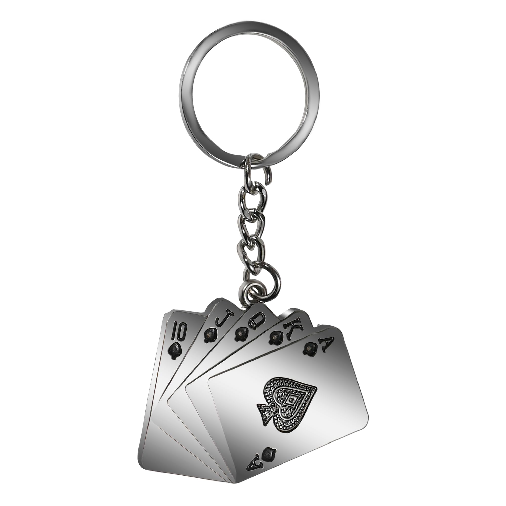 Silver Metal Card Deck Poker Keychain Playing Cards Keychain for Men and Women | Best key chain for bike car and home-image-19