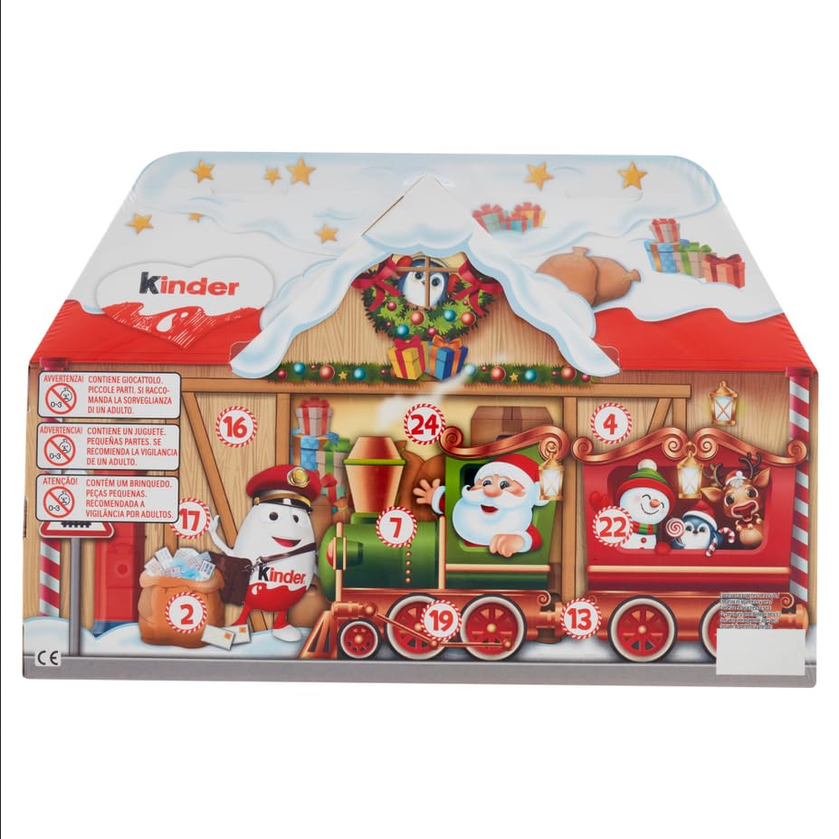 Calendrier De L'Avent Kinder Chocolat Au Lait - 24 Fenêtres - Chalet Du Père Noël - 184 G - Fabriqué En France