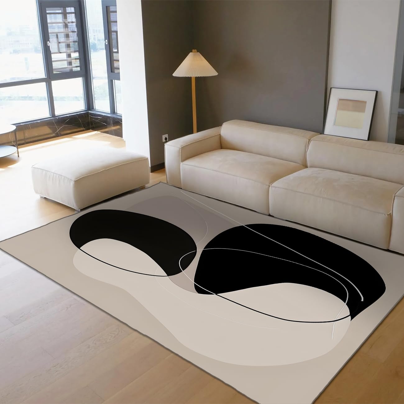 Tapis nordique du milieu du siècle abstrait 120x180 doux antidérapant