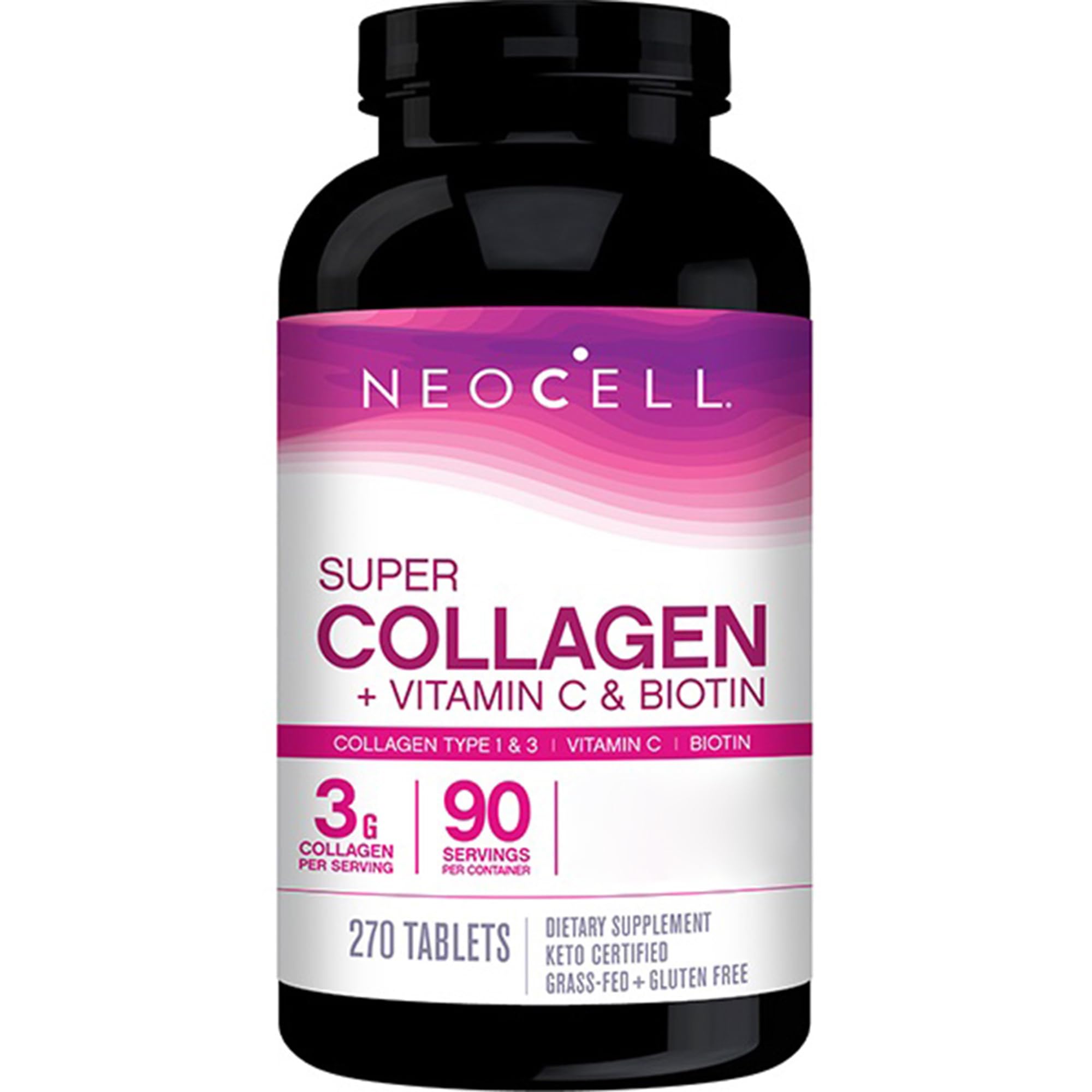 NeoCell, Super Collagen, avec Vitamine C et Biotine, Haute Dosé, 270 Comprimés, Sans Gluten, Sans Soja, Sans OGM