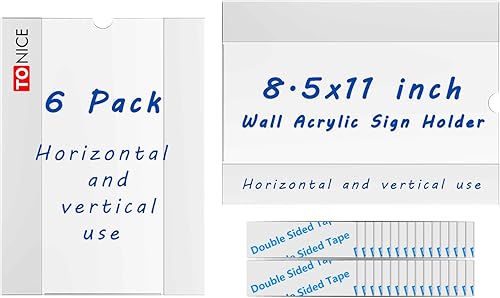 Miniatura 5 de TONICE Soporte acrílico para pared con cinta de doble cara diseño de uso horizontal y vertical (paquete de 2 unidades de 8.5 x 11 pulgadas)