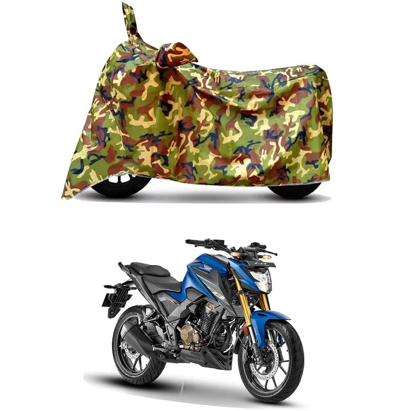 Image of Waterproof 100% PVC Coated Bike Scooty Two Wheeler Body Cover Compatible for Honda CB300F Deluxe /UV-Rays /Heat Protection /Birds Dropping /Scratchproof /Dust Proof [6X6 Jungle Print]