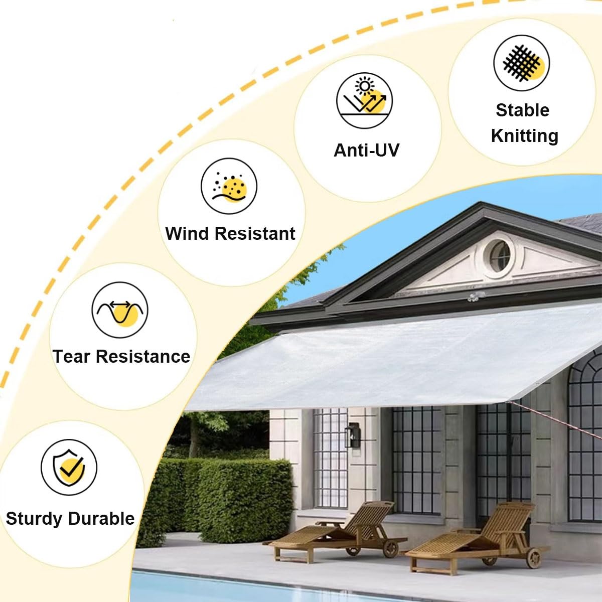 Sune Protect - Tela de aluminio 75% de protección solar de 4 x 9 m para invernadero, patio, planta, flor, pollo, cochera, cubierta de toldo para exteriores