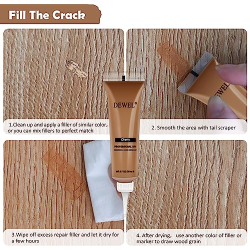 DEWEL Wood Furniture Repair Kit, 8 Colors Wood Fillers and Touch Up Markers, Upgrade Wood Repair Kit, for Scratches Cracks - Image 3