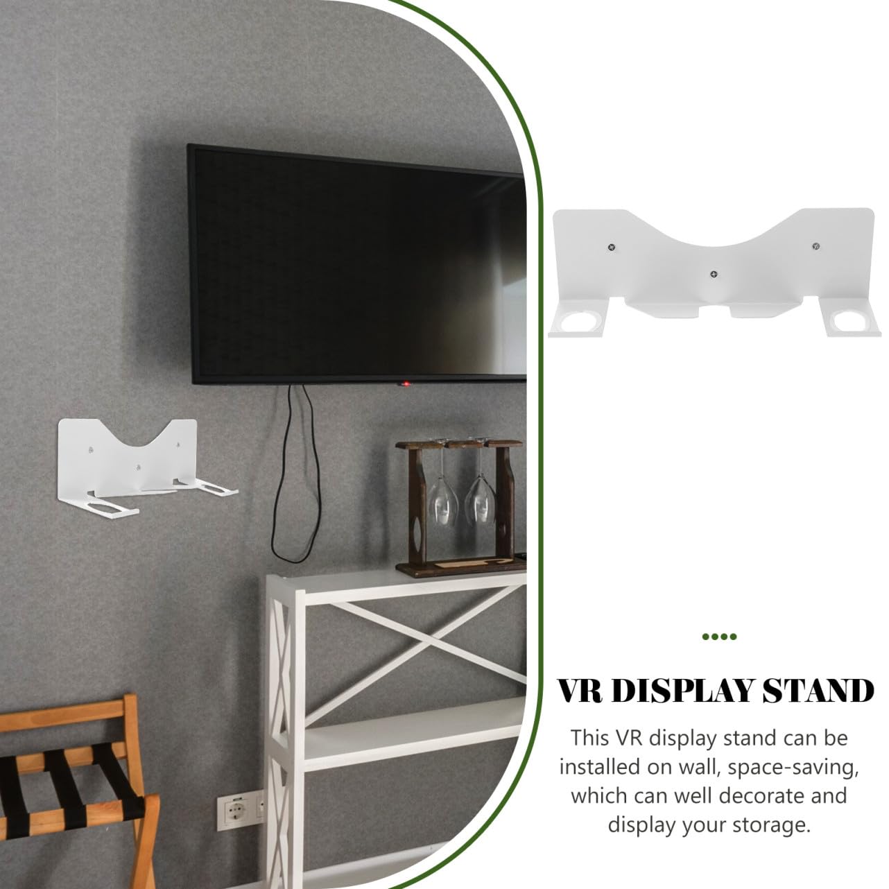 Supporto da Parete VR Bianco per Visore e Controller Organizer Salvaspazio in Materiale Durevole Design Liscio e Facile da Installare per Casa e Negozio