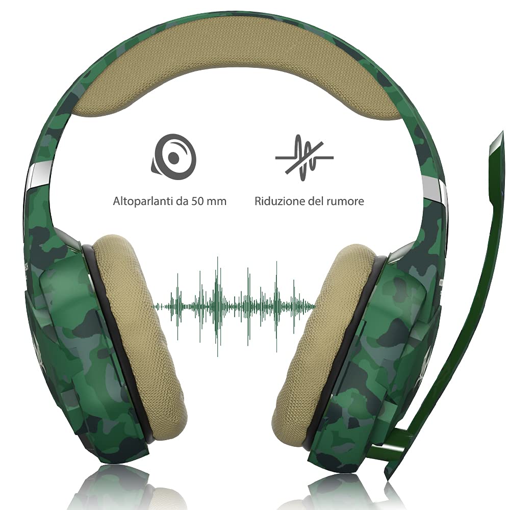 VersionTECH. Cuffie da gaming cablate con microfono, jack da 3,5mm, riduzione del rumore, bassi aumentati e controllo del volume per Xbox One, Nintendo Switch, Computer e Smartphone（Verde）