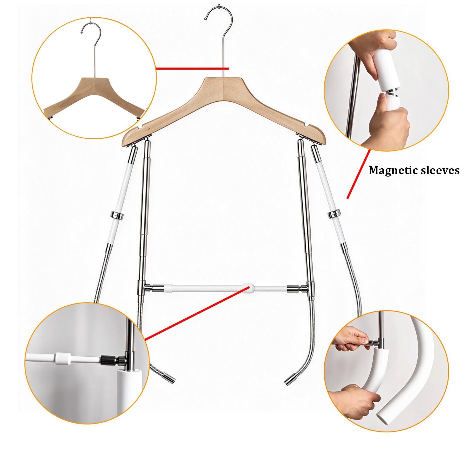 Kleiderbügel in Körperform aus Metall, verstellbarer Kleiderbügel mit oberer Kleiderstange und flexiblen Armen und Beinen, Schaufensterpuppen-Torso für Modefotografie(Men)