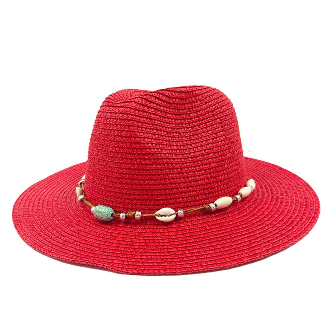 LCUVIMPEX Bucket Hats， Straw Sun Hat Multicolor Unisex Summer(Red)