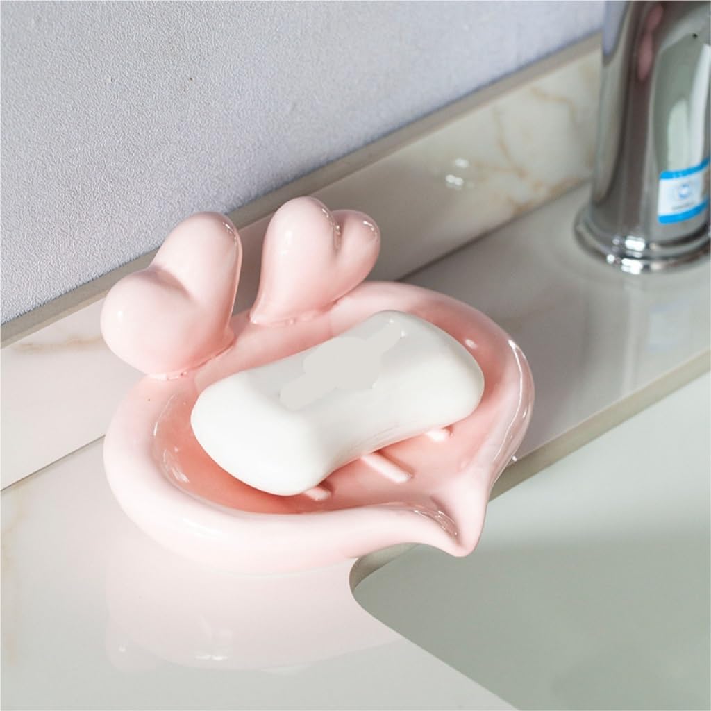 mydelniczka 2 kawałki prostych i uroczych kwiatów mydelniczka ceramiczna odpływ domowa toaleta łazienka kreatywna mydelniczka półka do kuchni łazienki (Color : White, Size : 15cm*12cm*8.5cm)