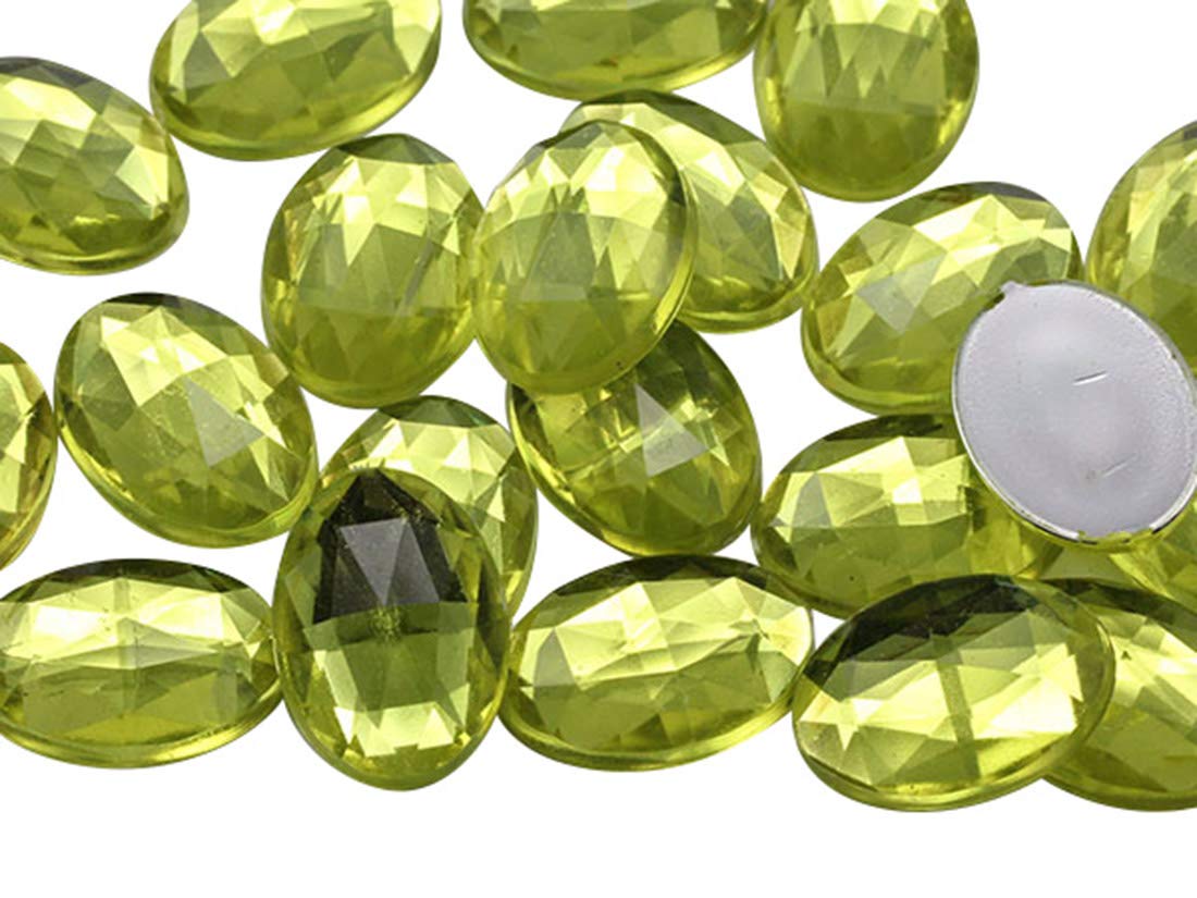 Allstarco 14x10mm Yellow Jonquil .JQ26 Flat Back Oval Acrylic Rhinestones Tiny Face Gems Body Jewels Card Making Embelishments