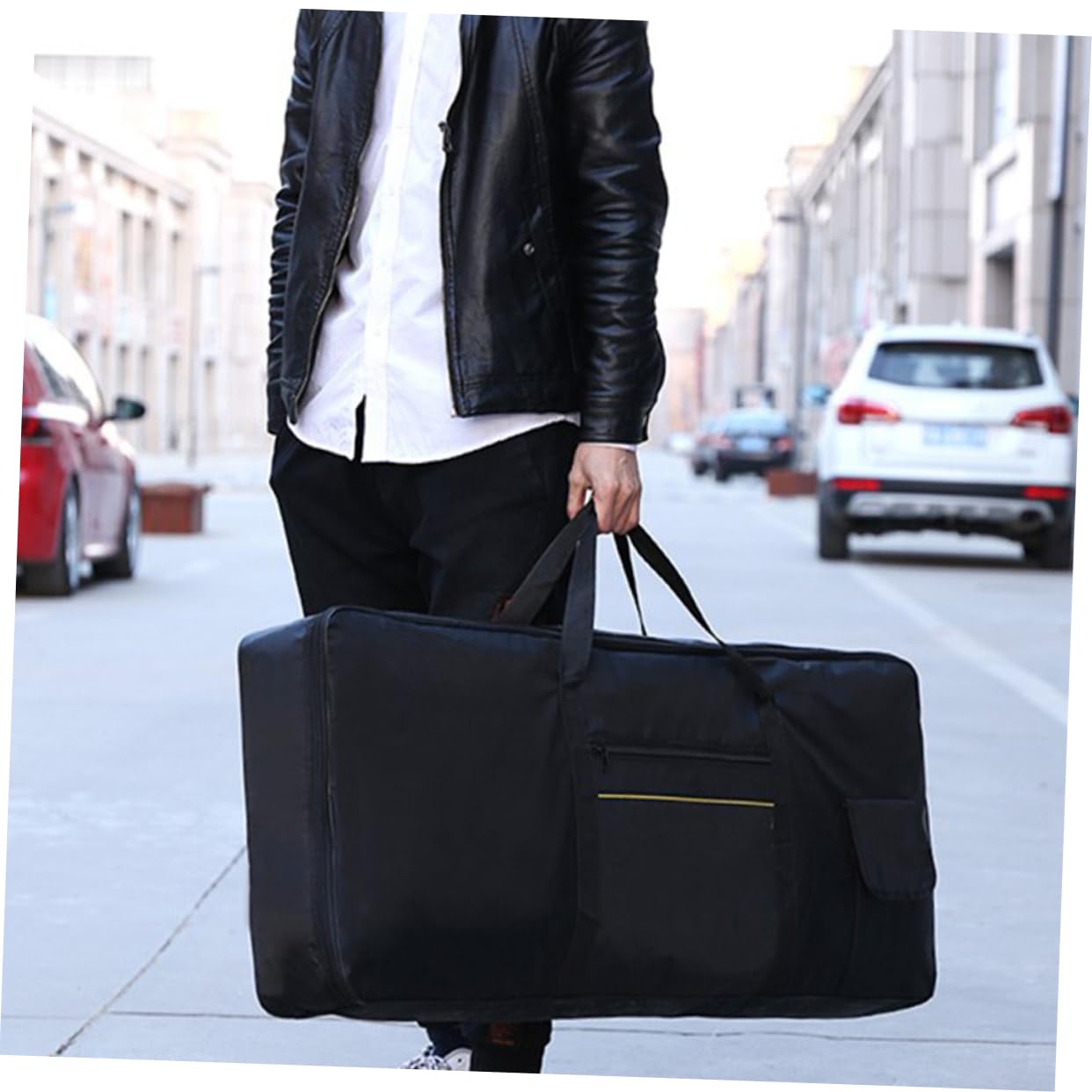 FRCOLOR Borsa per Tastiera Elettronica Tracolla Regolabile 61 Tasti Oxford e Doppio Utilizzo come Zaino o Borsa a Mano Nera