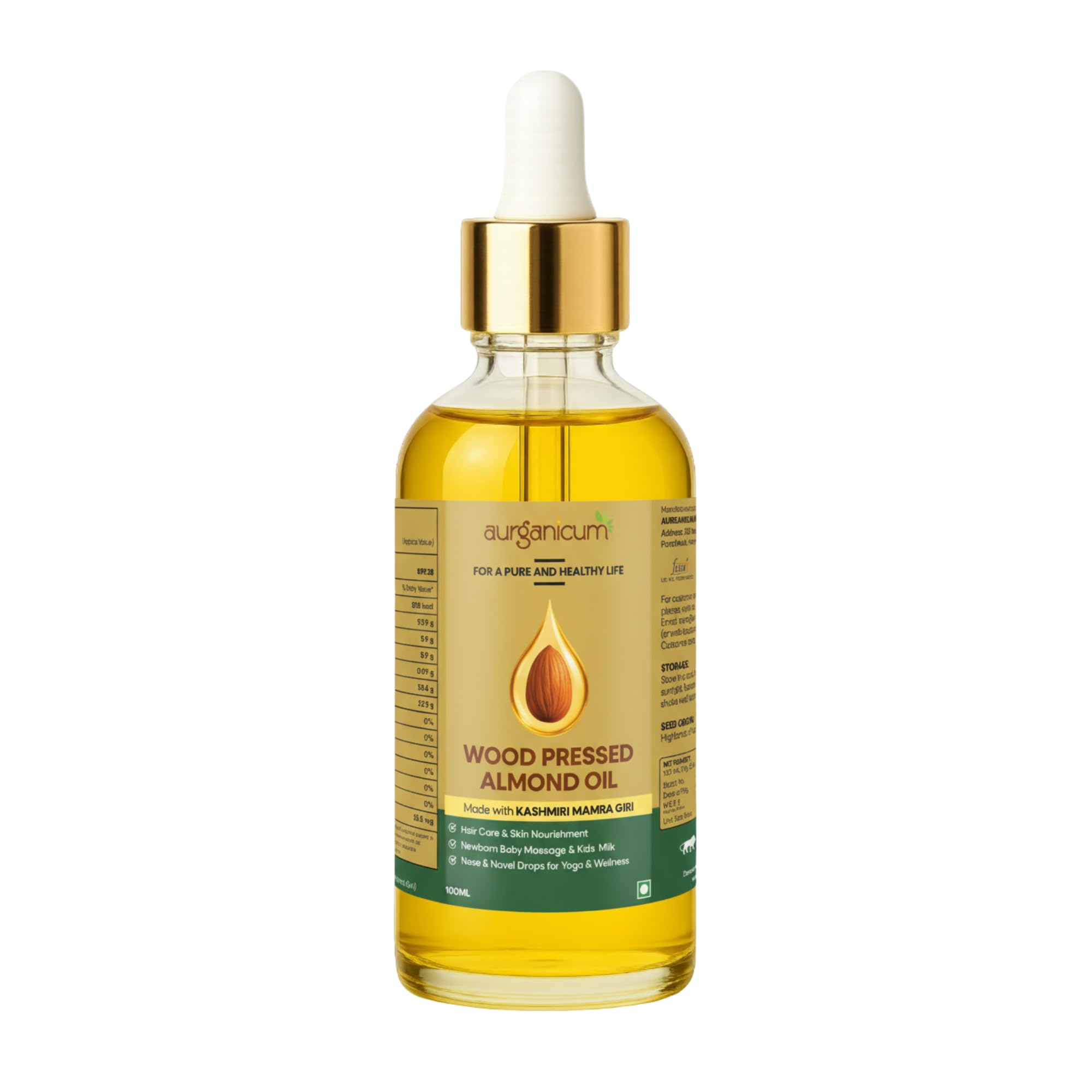 Almond Oil in a Dropper Bottle – 100% Pure Wood-Pressed (Dropper | 100 ml)-image-0