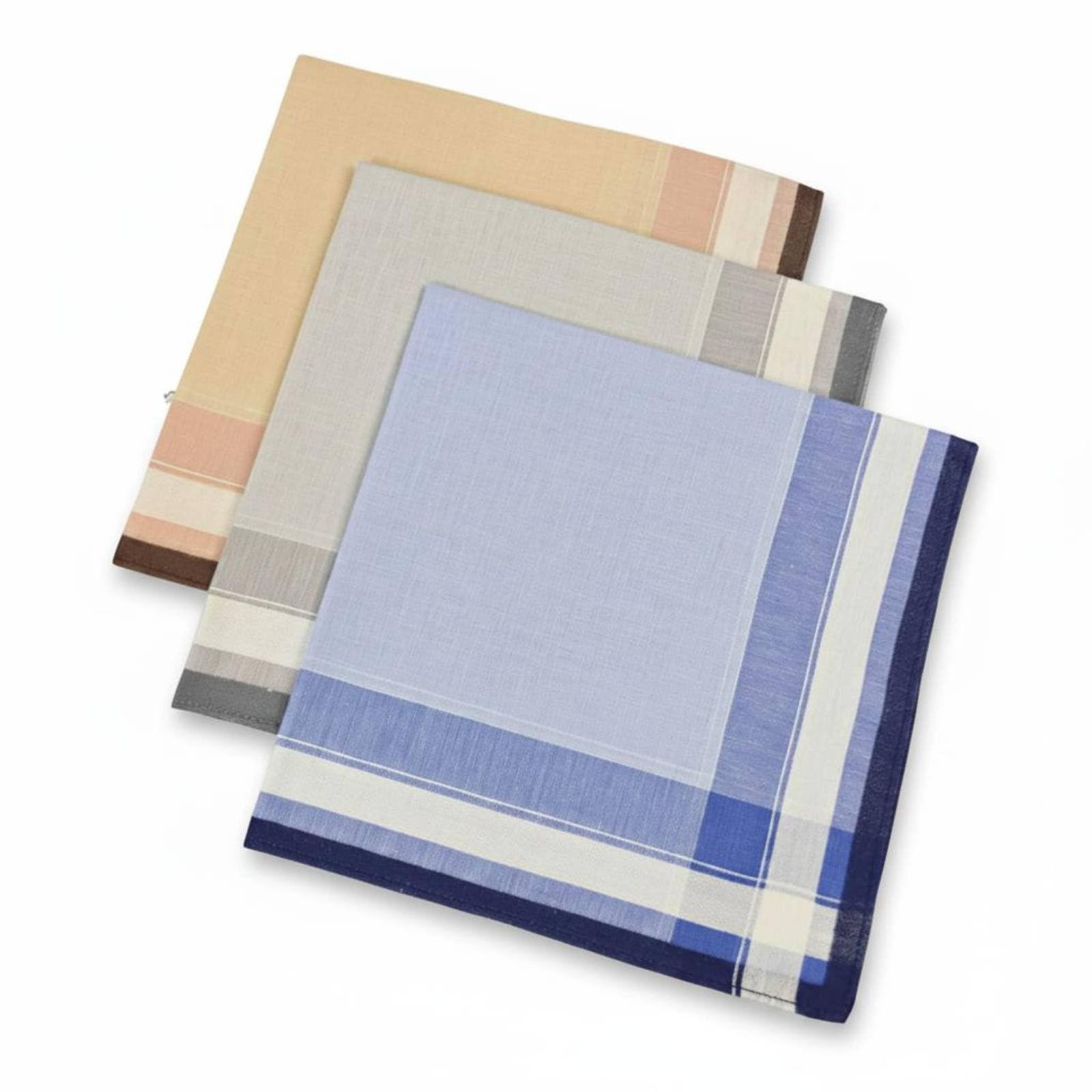 High Density Weave Satin Stripe Cotton Hankie Long-Lasting Men's Cotton Handkerchief Absorbent Vintage Design Hankie Washable for Seniors, Light Color 2-image-19