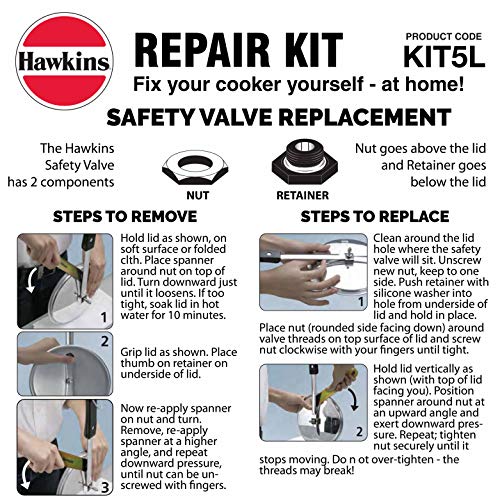 Hawkins Pressure Cooker Repair Kit with Cooker Gasket, Safety Valve