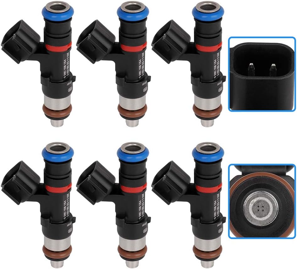 Fuel Injectors ECCPP 6pcs 4 Holes Fuel Injector Kit 0280158154 fit for 08 for Buick for Enclave, 07-08 for GMC for Acadia, 07-08 for Saturn for Outlook, 08-10 for Saturn for Vue