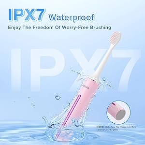 Sonic Electric Toothbrush with 8 Brush Heads for Adults & Kids 3+, Type-C Rechargeable Toothbrush with Cover Cap, 5 Adjustable Modes, SmarTimer, IPX7 Waterproof, One Charge for 180 Days, Light Pink
