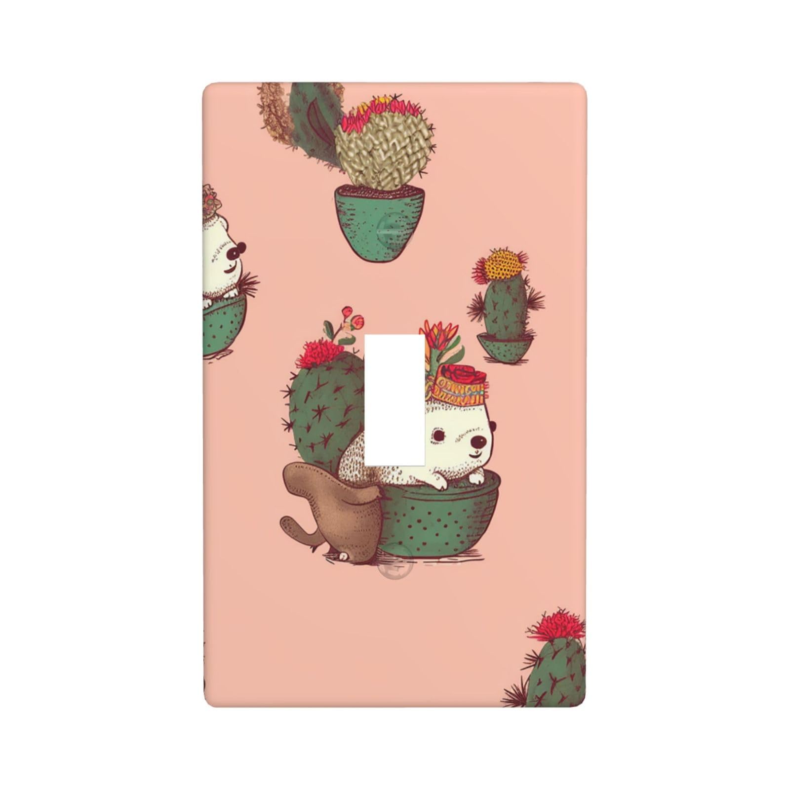 Decorator Wall Plate Cover Single Toggle Light Switch Cover Hedgehog and cactus Wallplates Blank Electrical Rocker Switch Plate Covers for Electrical Outlets Decorative 1 Gang 4.5" x 2.76"