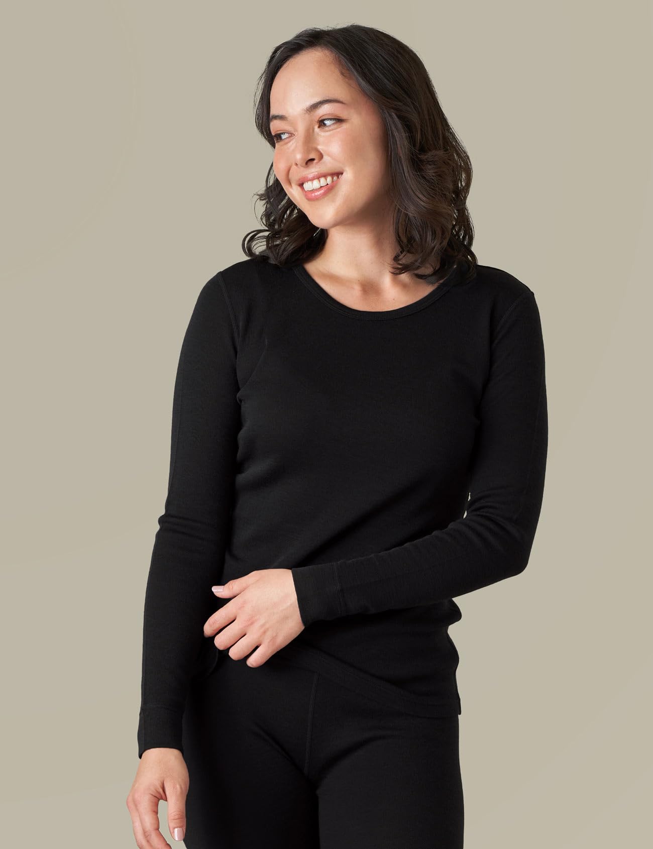 LAPASA Conjunto Térmico Ligero 100% Lana Merino para Mujer Capa Base Transpirable Ropa Interior Larga Ligero & Cálido L58/L91