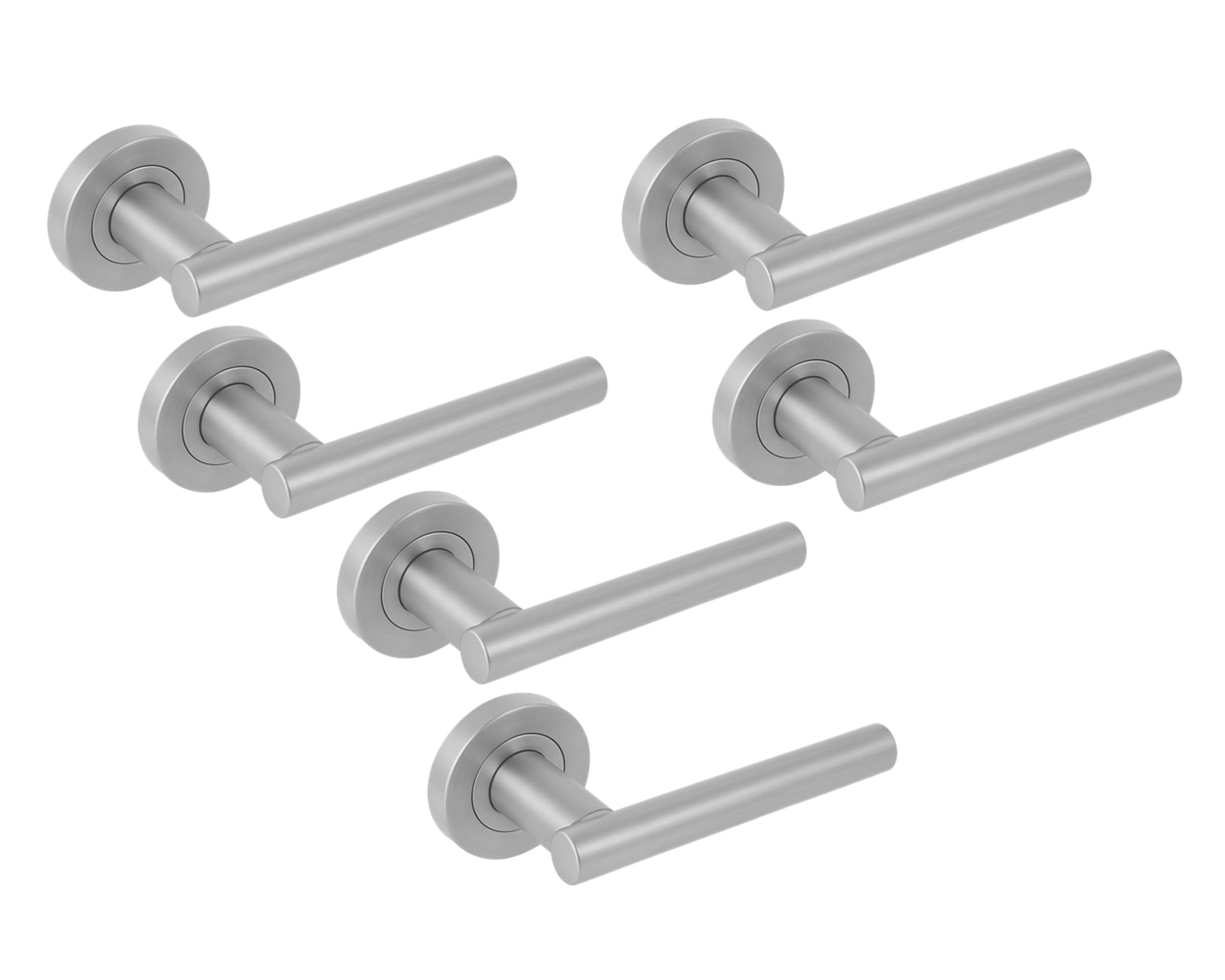Hunta HANDLEZONE® 3 Sets Solus Lever On Round Rose Door Handles, Internal Passage Latch Handles - Satin Chrome