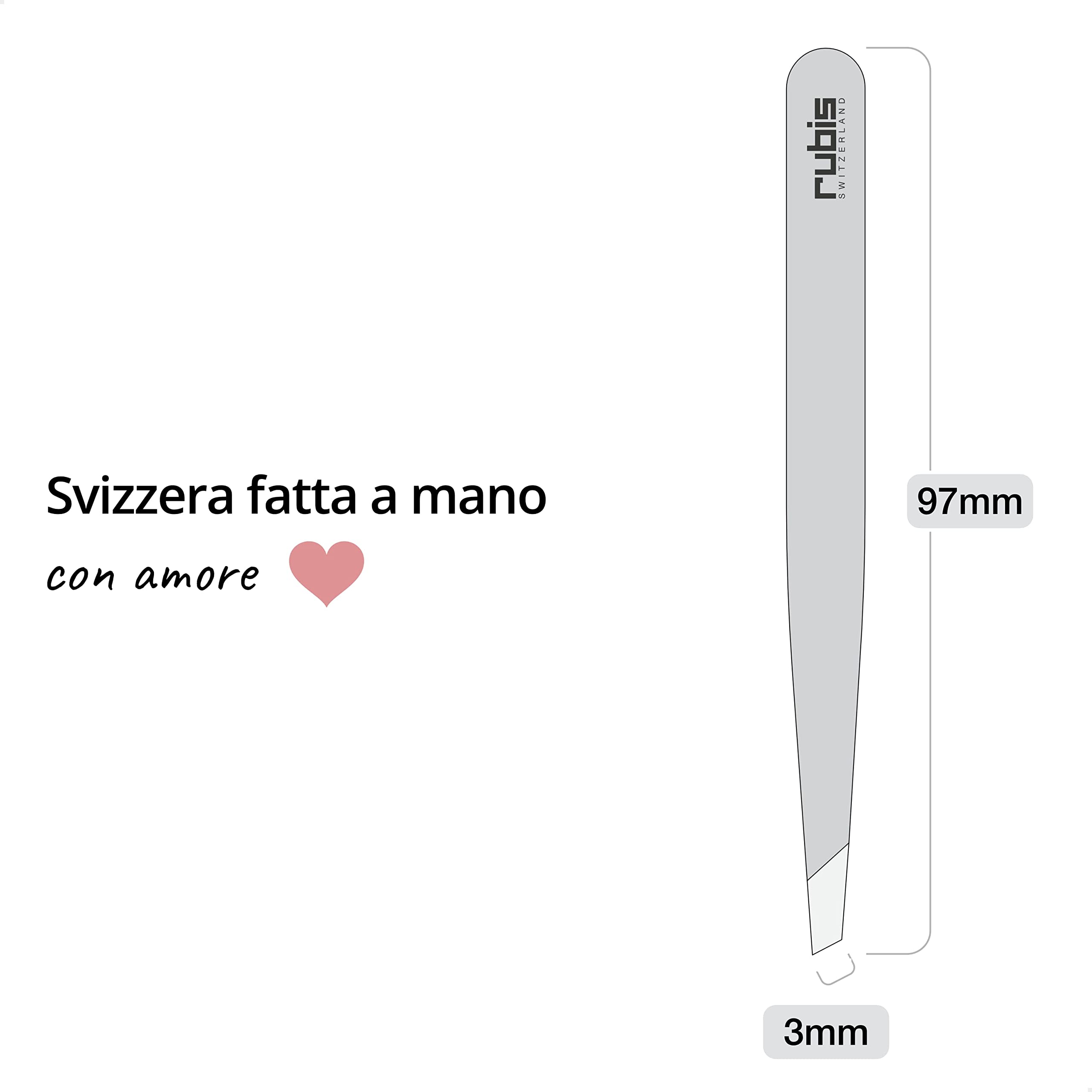 Rubis pinzette sopracciglia professionale inox acciaio - punta obliqua (azzurro)