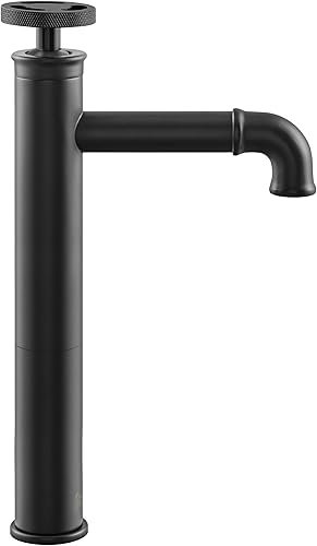 Miniatura 8 de Avallon - Grifo de baño de arco alto con un solo agujero, rueda de un solo mango, color negro mate con asas azules