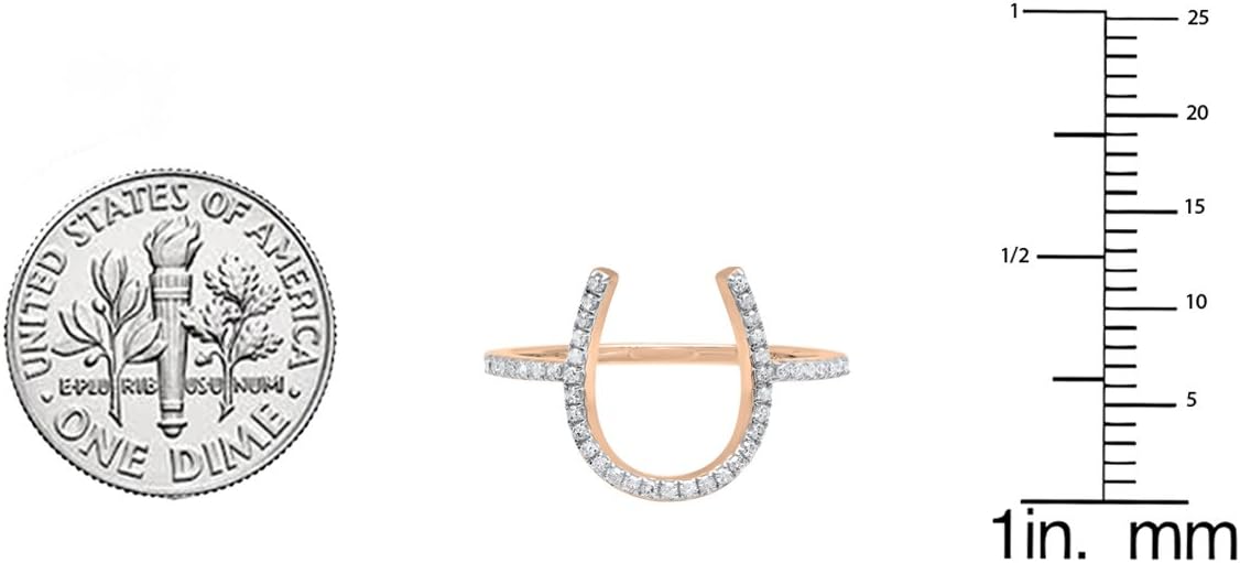 Dazzlingrock Collection 0.15 Ctw 18K Real Solid Gold Round White Natural Diamond Women Horseshoe Engagement Ring