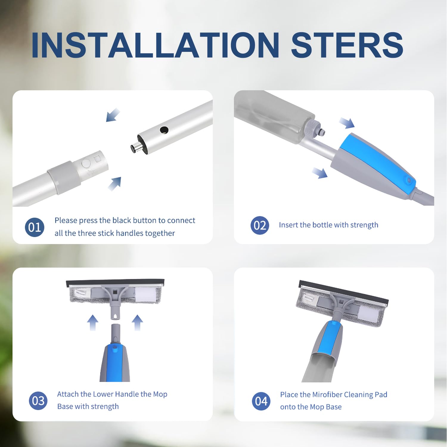 Herramienta Limpiacristales con Rociador, Kit de Limpieza 3 en 1 con Poste de Extensión, Rasqueta de Cristal Profesional de 190cm con 3 Paños de Microfibra para Automóviles y Ventanas Exteriores Altas