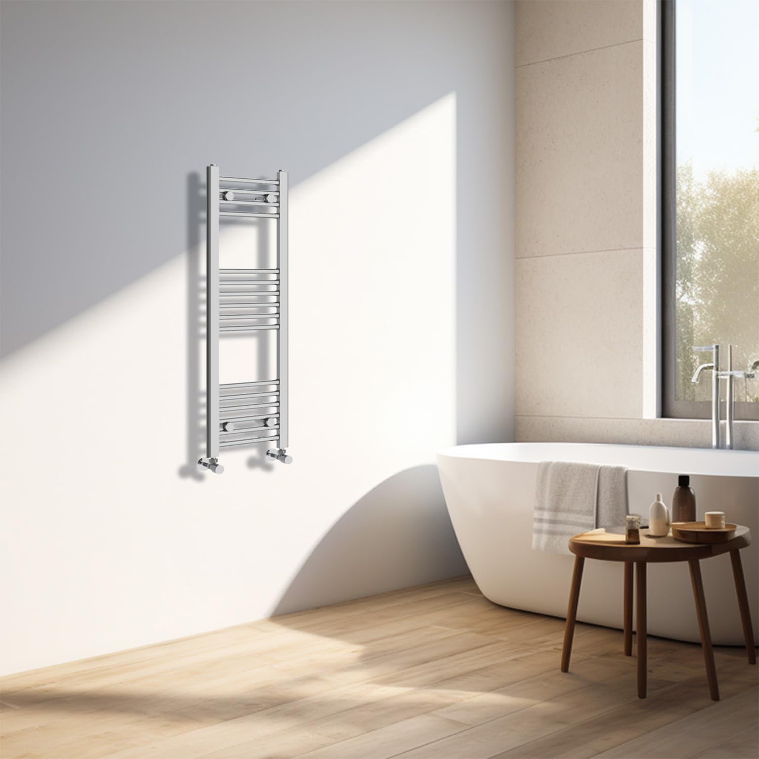 NRG Chrome Heated Towel Rail Straight Designer Bathroom Radiator - 1000×300mm