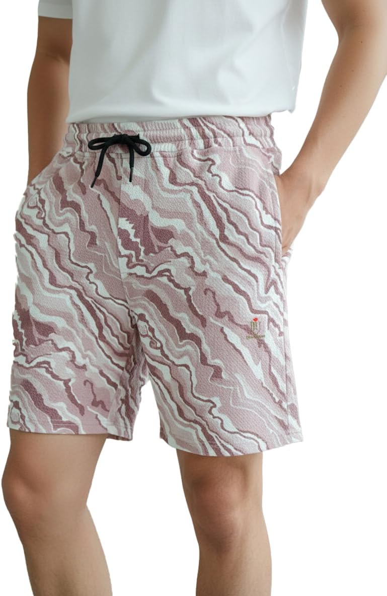 Men’s Printed Polyester Blend Half Pant Shorts with Dual Side Pockets – Comfortable Gym, Sports, Beach & Night Wear Casual Shorts