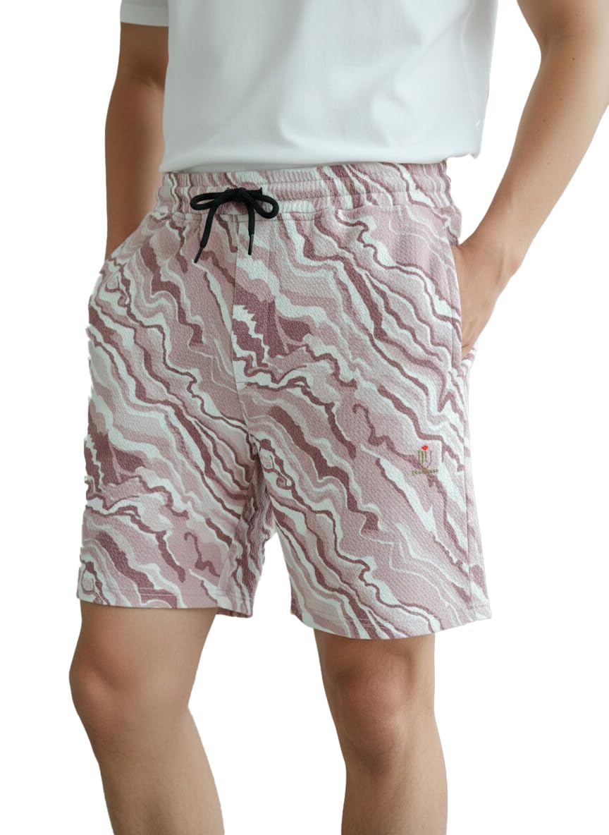 Men’s Printed Polyester Blend Half Pant Shorts with Dual Side Pockets – Comfortable Gym, Sports, Beach & Night Wear Casual Shorts