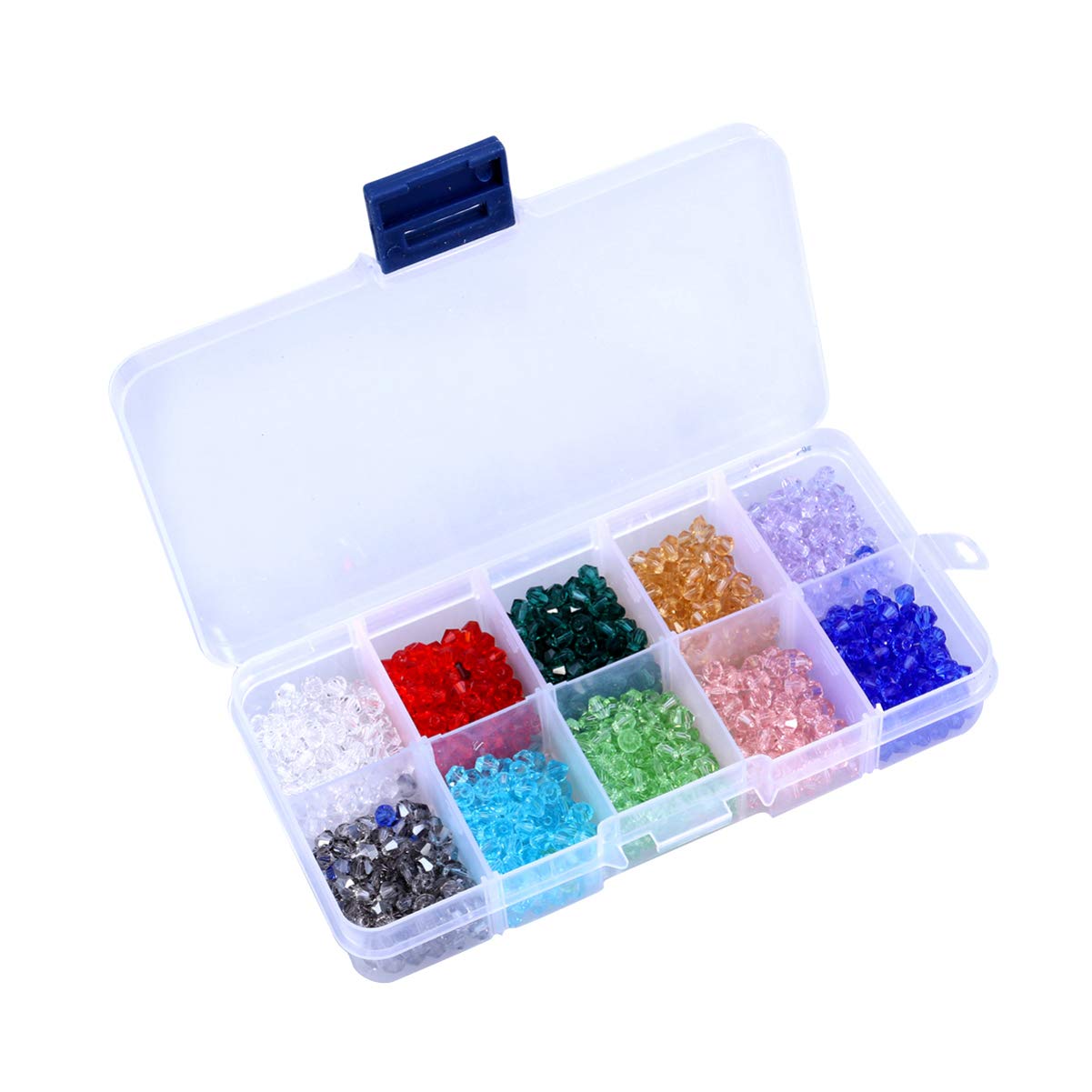 NUOBESTY 3000stücke Kristall-rhombus-perlen Farben Glasperlen Für Schmuckherstellung Für Armbänder Halsketten Und Bastelaccessoires Praktischer Aufbewahrungsbox