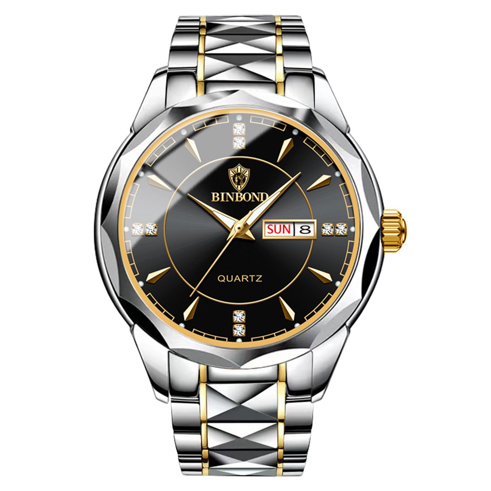 JewelryWe Herrenuhr Edelstahl Leuchtende Uhren: 30m Wasserdi