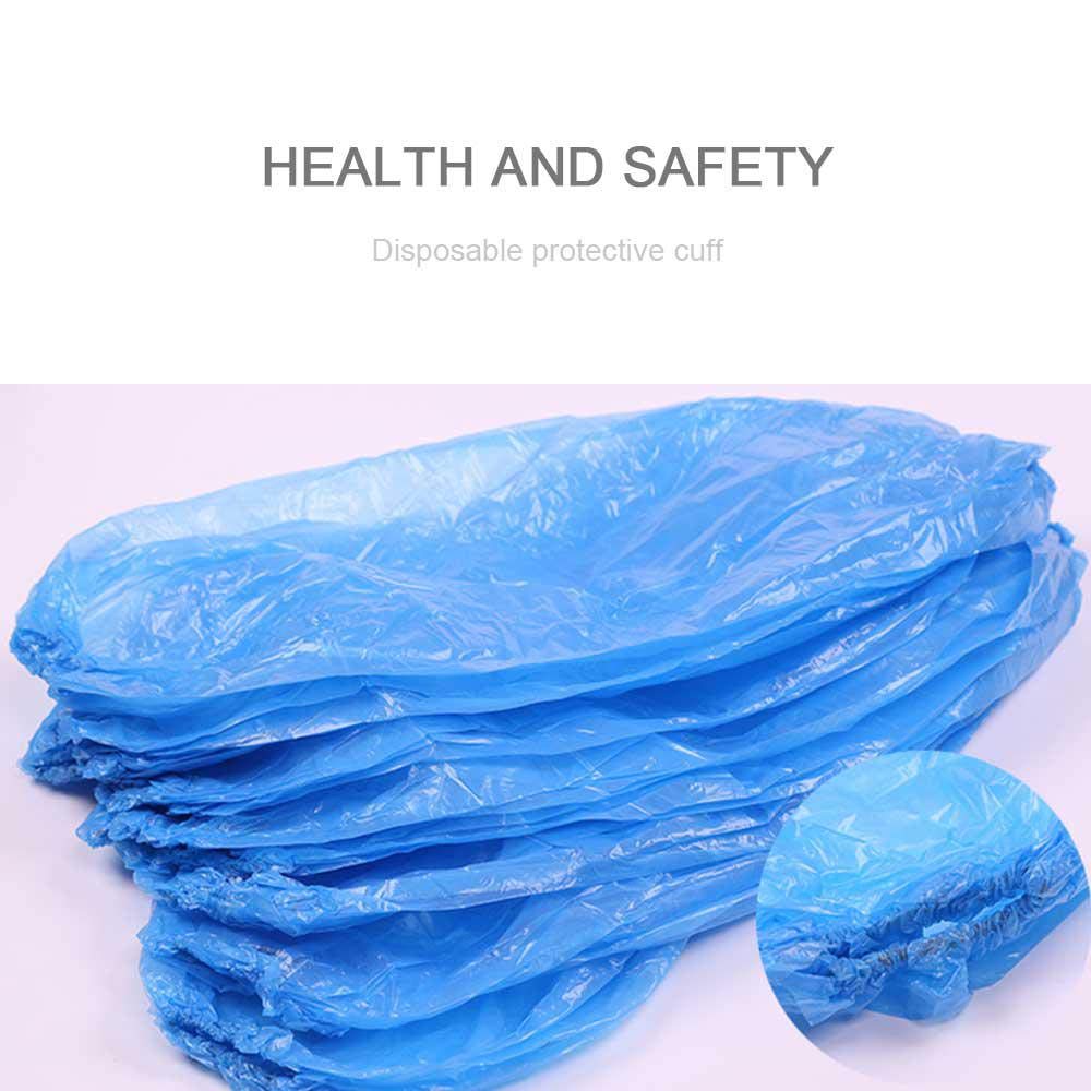 Manicotti usa e getta in polipropilene, 100 pezzi, lunghezza 38 cm, copri-maniche, polsino elasticizzato, impermeabili, da usare durante pittura, riparazioni, pulizie, tatuaggi, unisex Blue