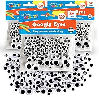 600pk Googly Eyes Self Adhesive - 3 x 200pk Small & Medium Googly Eyes for Crafting | Google Eyes for Children DIY Art | Goggly Stick On Eyes for Crafts Googly Eyes Large | Stick On Googley Eyes