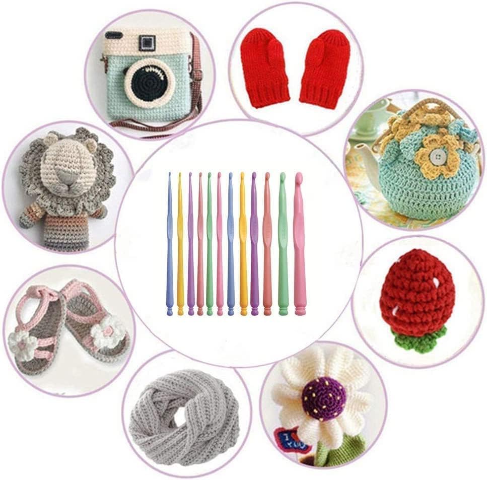 Image of All-in-One Crochet and Knitting Set with Multiple Needle Sizes, Hooks, Accessories, and Case - Ideal for Beginners and Advanced Crafters - Ergonomic Design & Easy to Use,multicolor (Plastic Crochet Hooks)