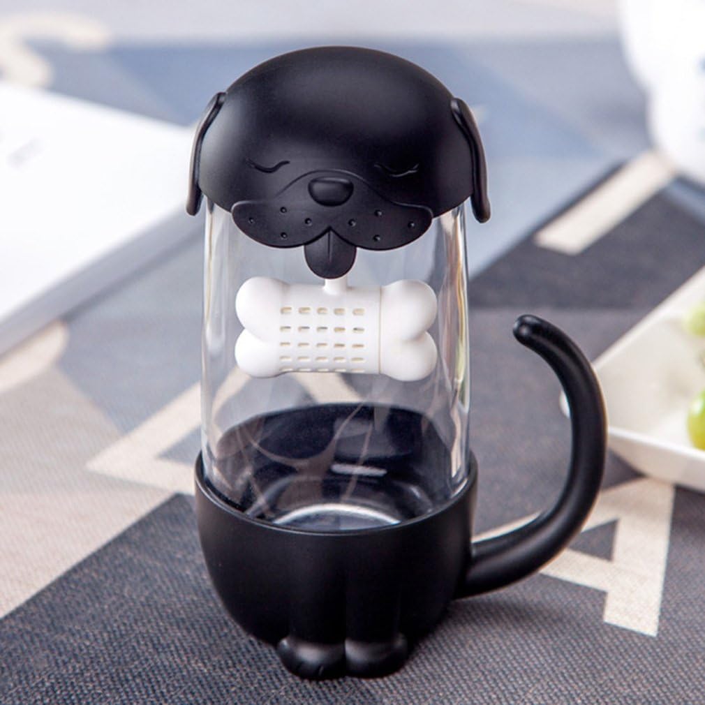 Mcgreen Creative Tea Infuser Cup with Lid Cute Dog Strainer Travel Coffee Mugโฆ