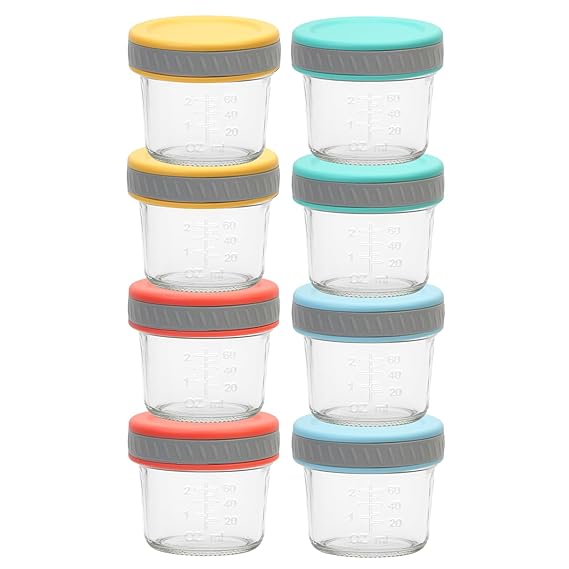 Tronco Glass Food Storage Jars with Lids (4 oz, 8-Pack) – Baby Food, Breast Milk, Snacks, Puree, Reusable Small Containers for Meal Prep & Spice Storage, Freezer, Microwave, Dishwasher Safe
