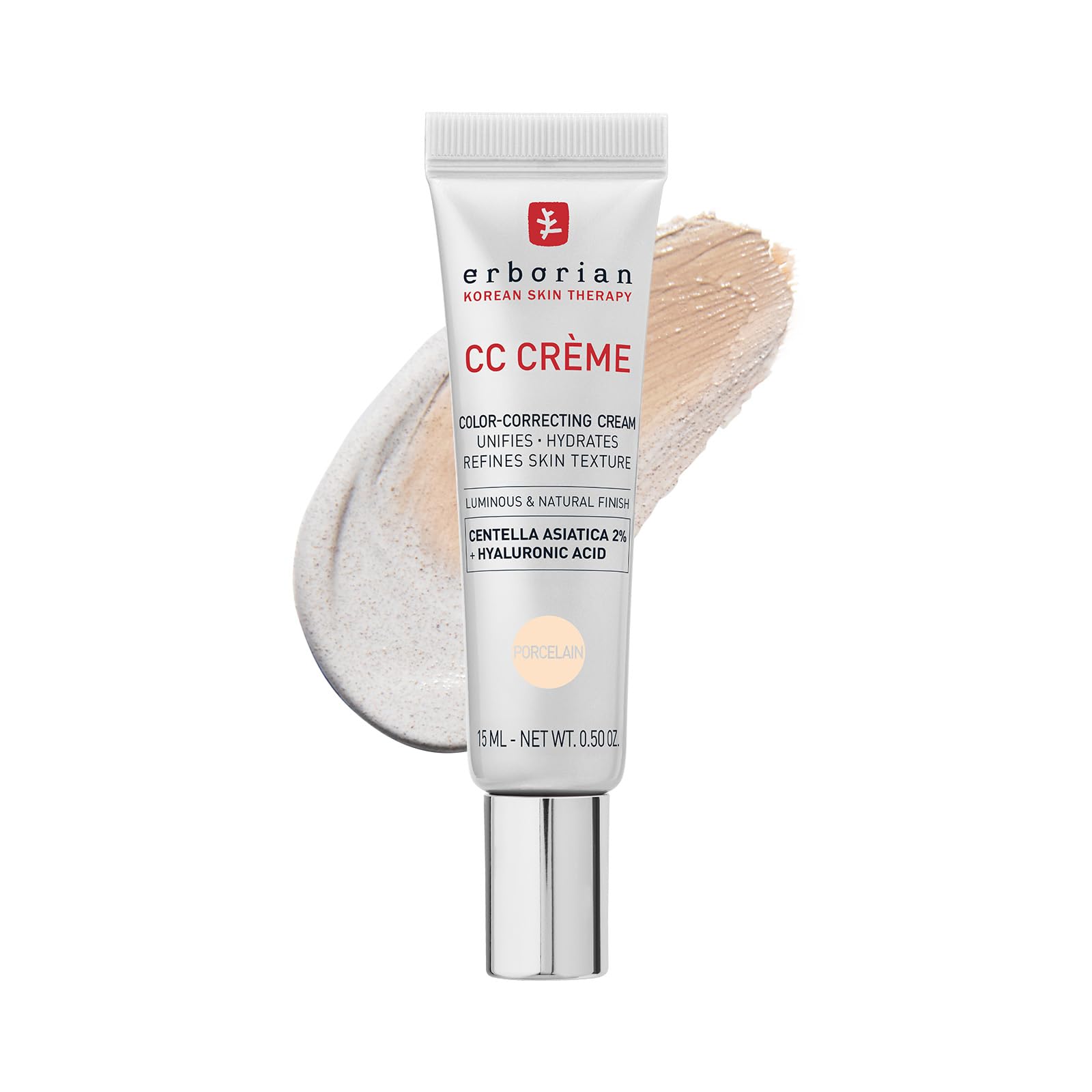 Erborian CC Cream, Color Correcting Korean Skincare, Porcelain, 0.5 Fl Oz