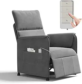 Cadeira reclinável, poltrona reclinável elétrica ajustável com controle remoto e encosto acolchoado, poltrona reclinável de home theater, assento individual para sofá com almofada grossa para